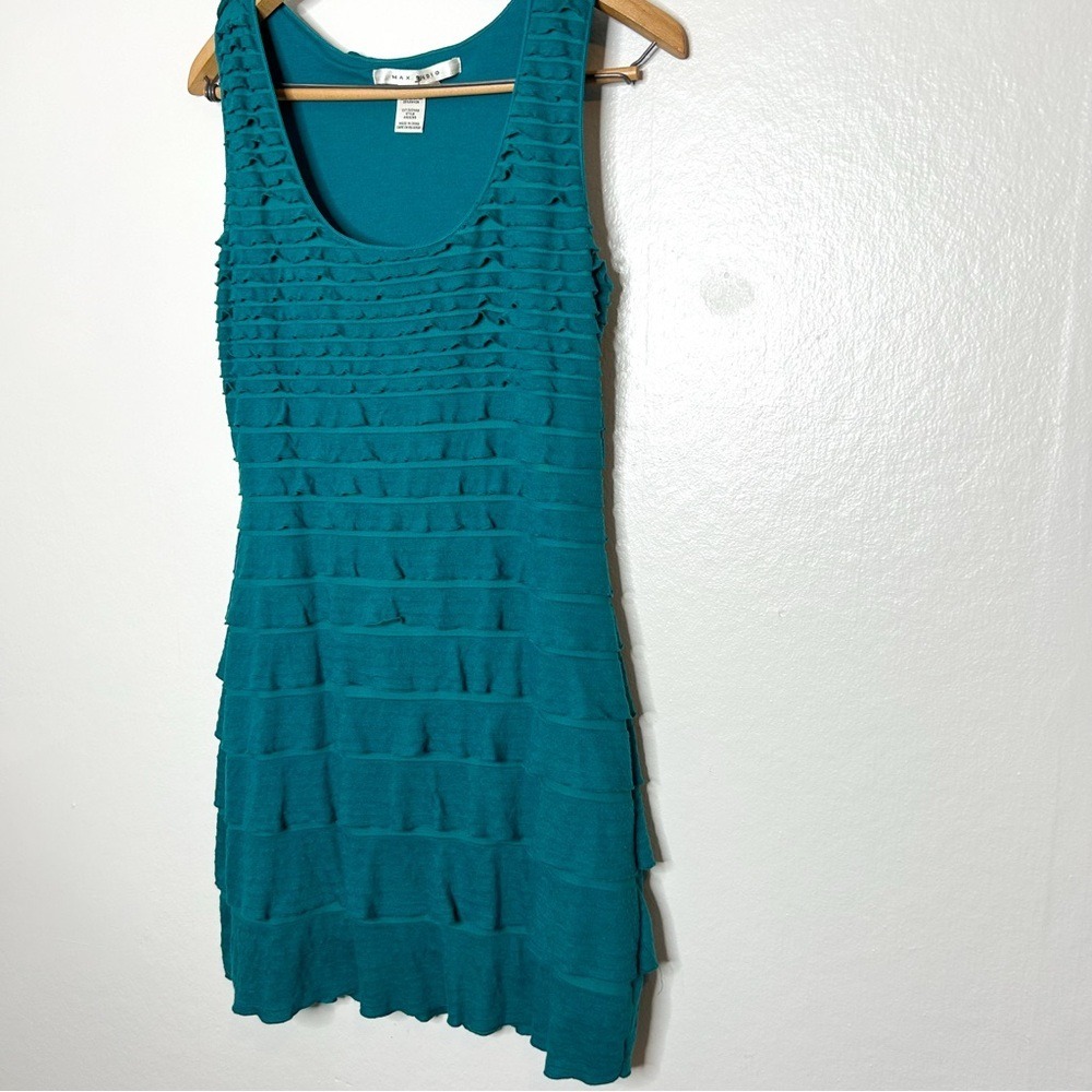 Max Studio Teal Ruffle Tank Mini Dress - Picture 2 of 4